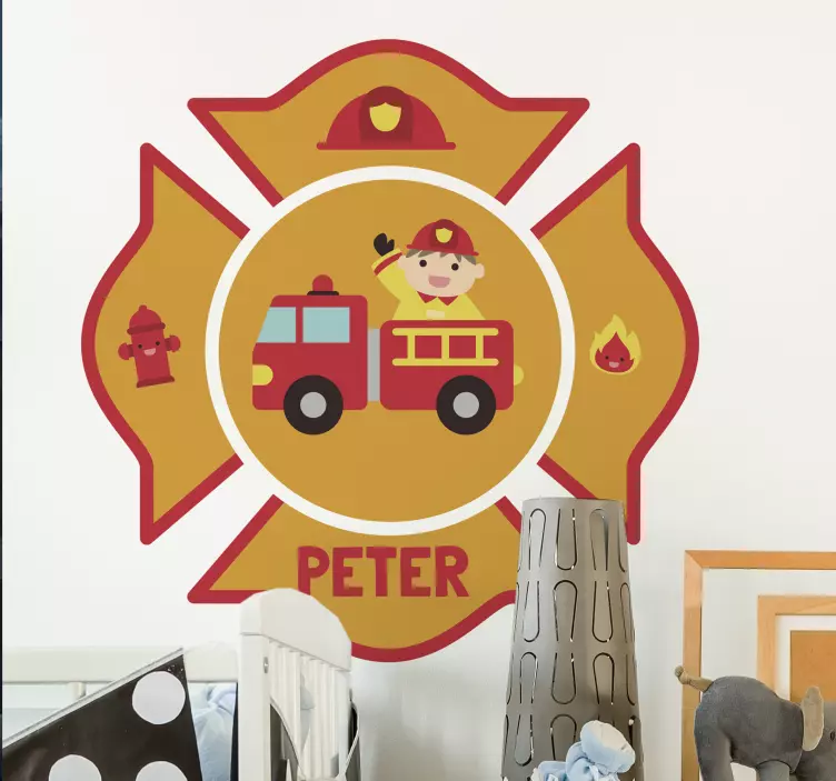 Brandweer muursticker personaliseerbaar - TenStickers