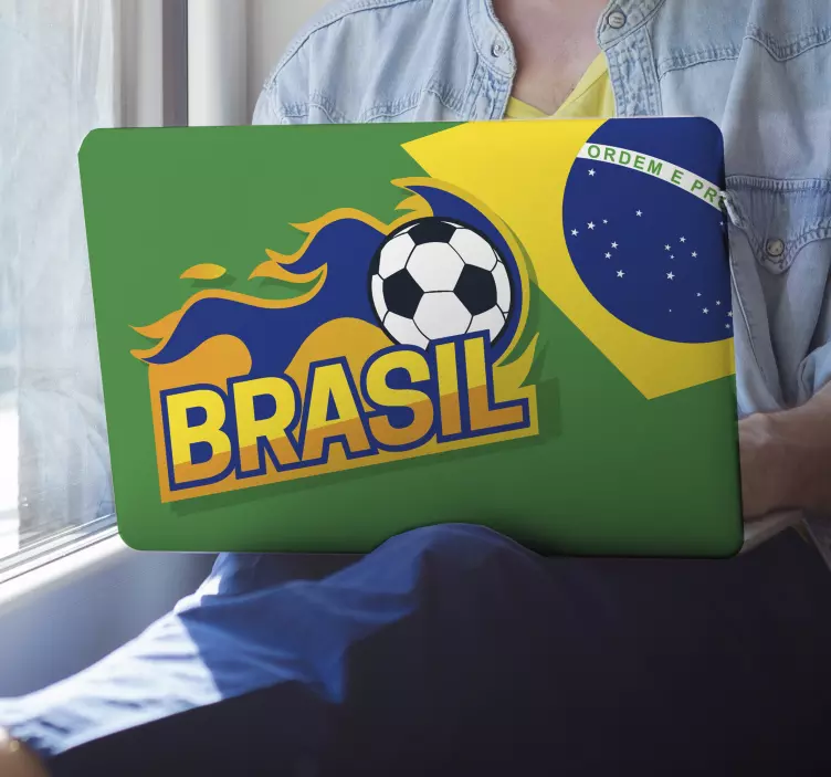 Brazilië voetbal laptop zelfklevende sticker - TenStickers