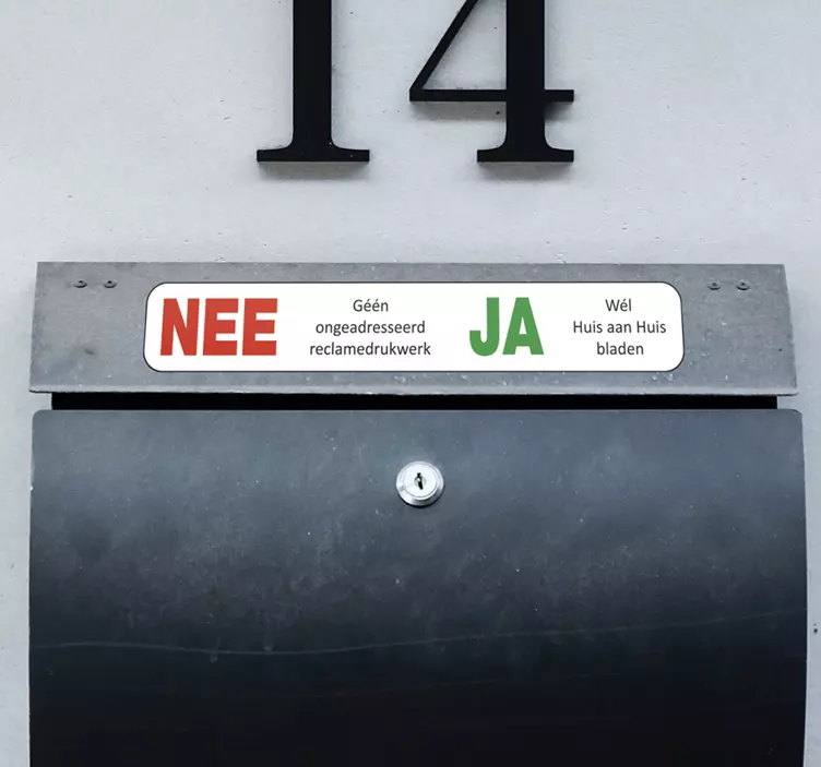 Brievenbus sticiker wit met nee ja - TenStickers
