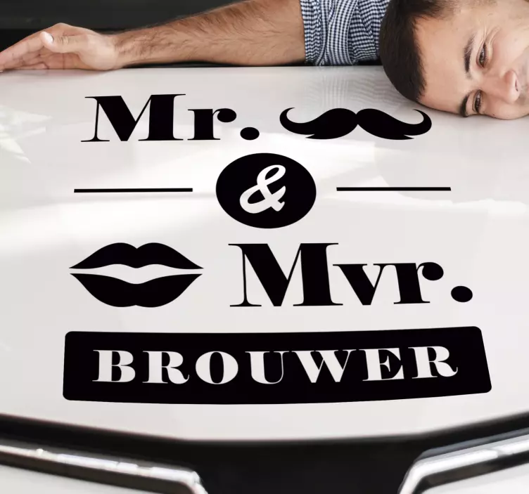 Bruidsparen auto muursticker - TenStickers
