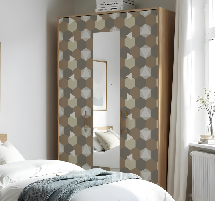 Bruine zeshoeken kast stickers - TenStickers