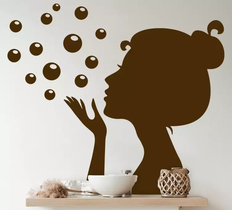 Bubbels en silhouet badkamer sticker - TenStickers
