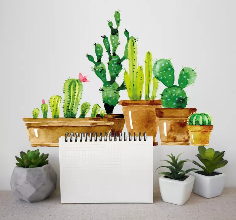 Cactus en planten muursticker - TenStickers