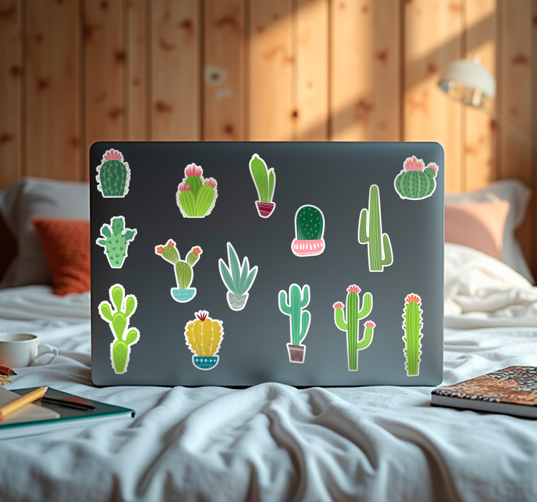 Cactus ontwerpen set laptop sticker - TenStickers