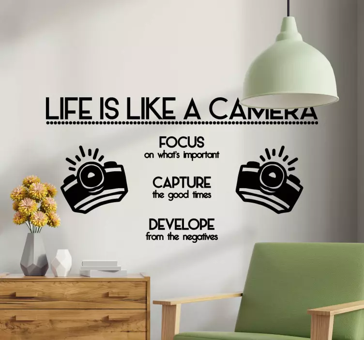 Camera leven citaat tekst sticker - TenStickers