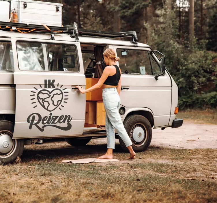 camper sticker ik hou van reizen - TenStickers