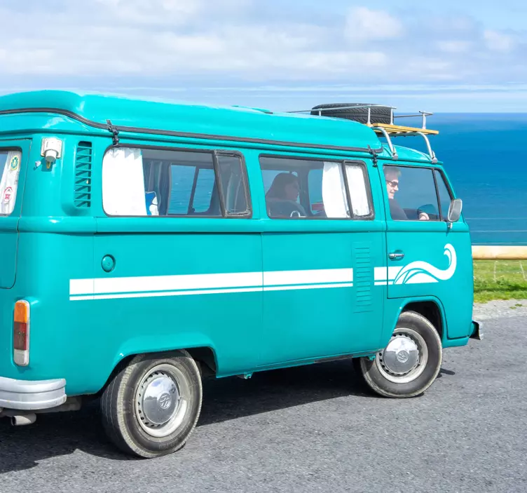 Camper sticker retro horizontale golven - TenStickers