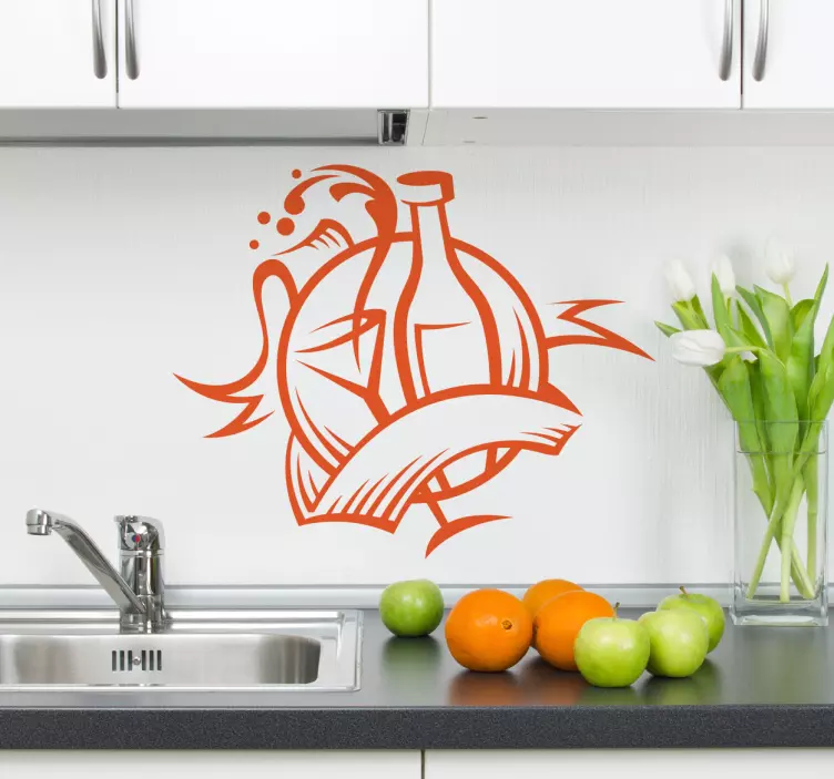 Champagnefles Muursticker - TenStickers