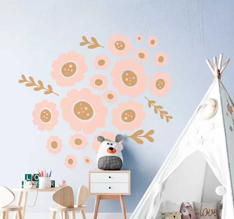 Charmante bloemencluster muursticker kinderkamer - TenStickers