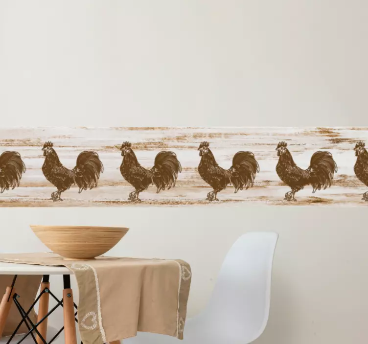 Chique hanenpatroon stickerrand - TenStickers