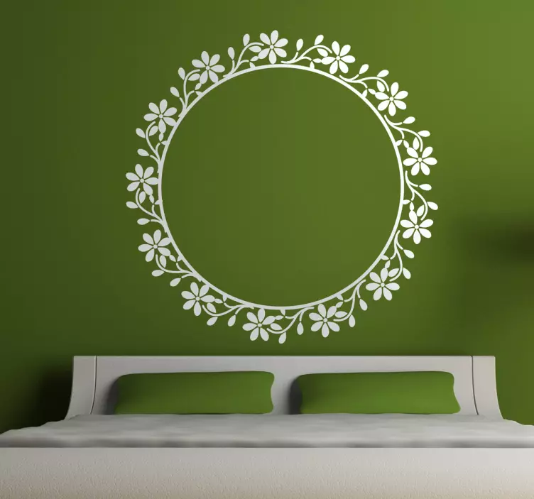 Cirkel bloemen frame kader sticker - TenStickers