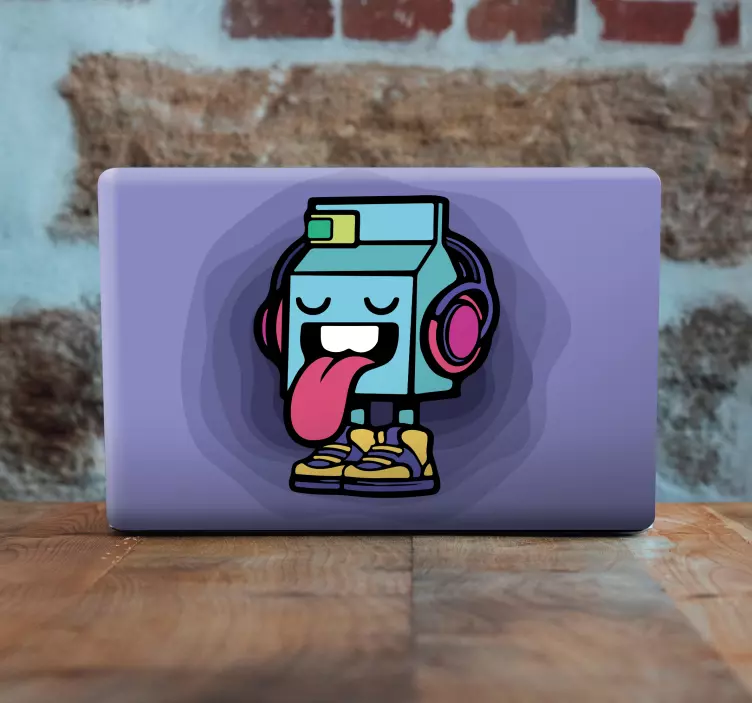 Robot met koptelefoon laptop sticker - TenStickers