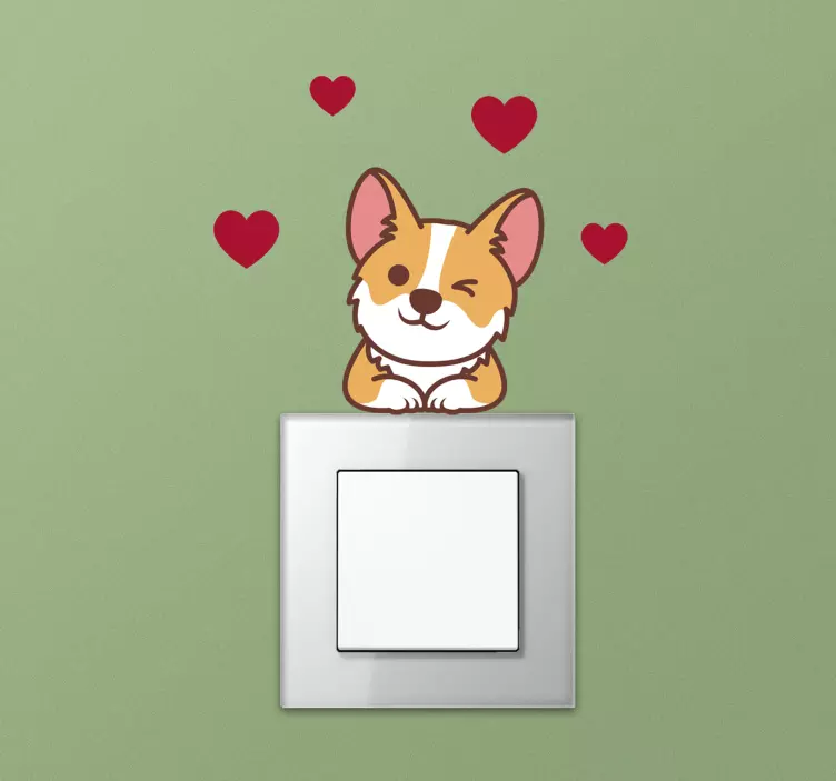 Corgi lichtschakelaar muurzelfklevende sticke - TenStickers