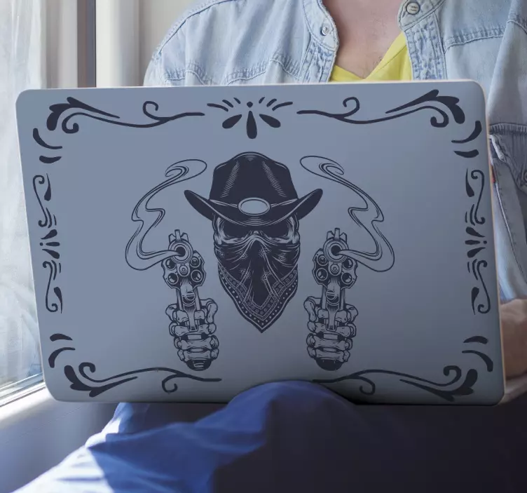 Cowboy met geweren laptop sticker - TenStickers
