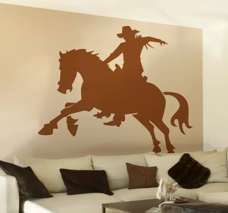 Cowboy op paard sticker - TenStickers