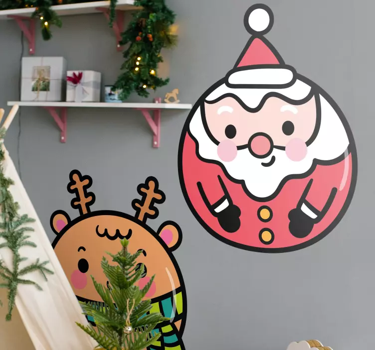 De kerstman en het rendier halloween sticker - TenStickers