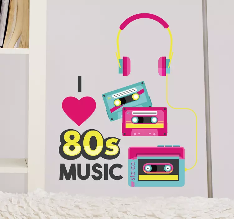 decoratie sticker I love 80s music - TenStickers