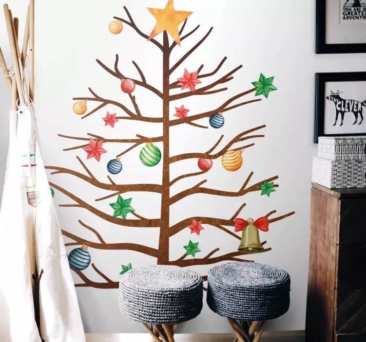 Decoratieve kerstboom feestdagen sticker - TenStickers