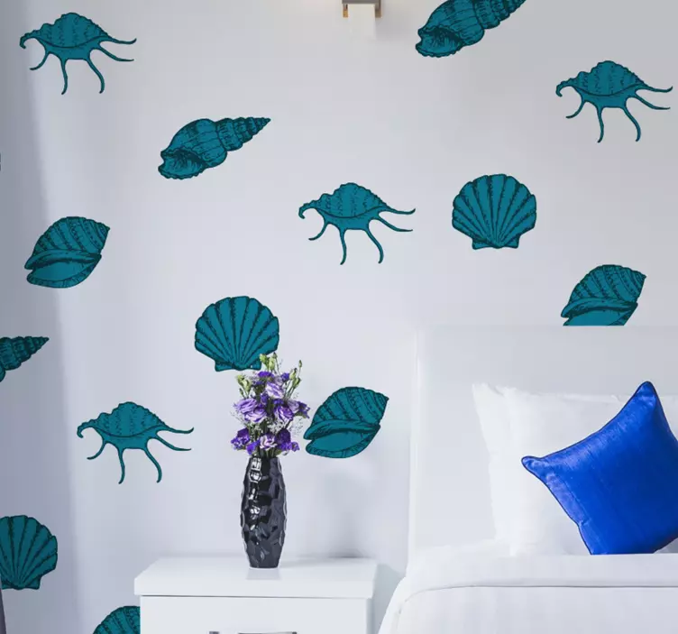 Decoratieve schelppatronen natuur muursticker - TenStickers