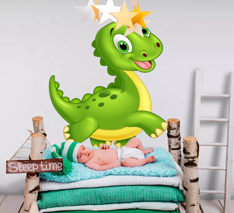 Deurstickers Vrolijke dinosaurus rennen - TenStickers