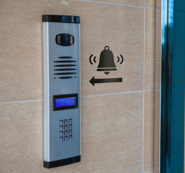 Deurbel aanwijzingen sticker met bel en pijl - TenStickers