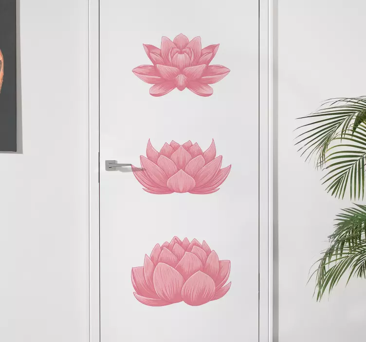 Deursticker lotus bloem arrangement - TenStickers