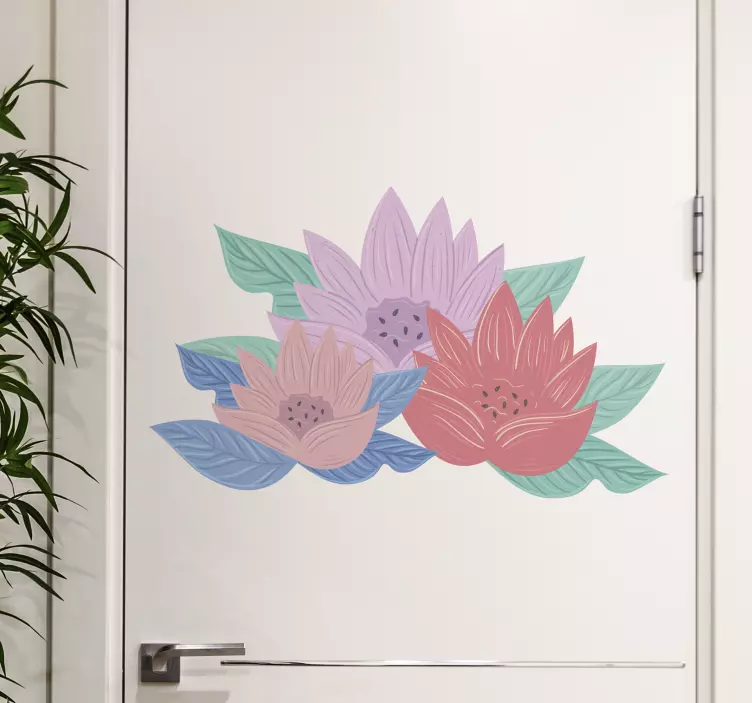 Deursticker lotus bloesem arrangement - TenStickers