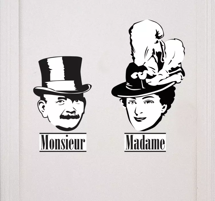 Toilet sticker Monsieur/Madame - TenStickers