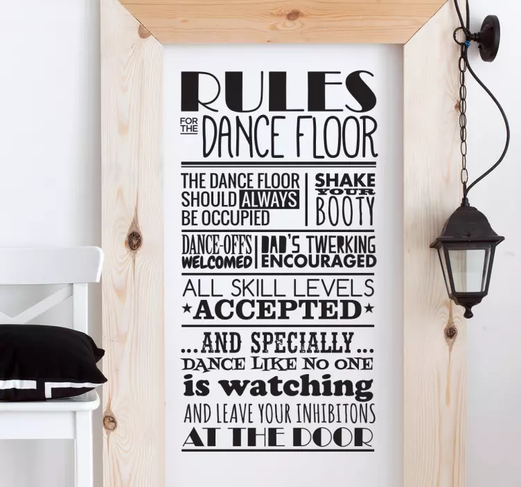 Deursticker Rules Dance Floor - TenStickers