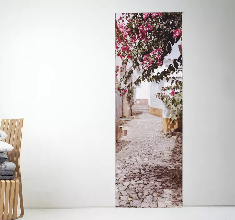 Muursticker woonkamer slaapkamer bloemen op straat - TenStickers