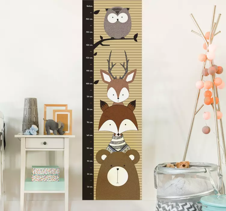 Dierenhoogte grafiek muursticker groeimeter - TenStickers