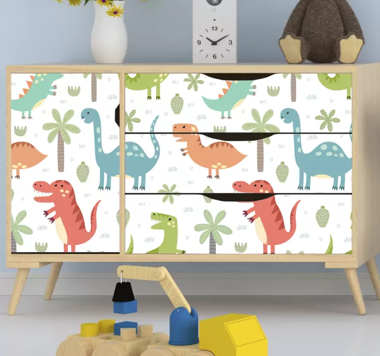 Dino muursticker met levendige dino motieven - TenStickers