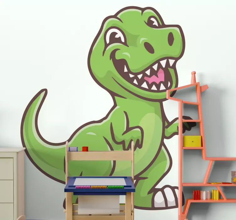 Muursticker dino Schattige dinosaurus tyrannosaurus cartoon - TenStickers