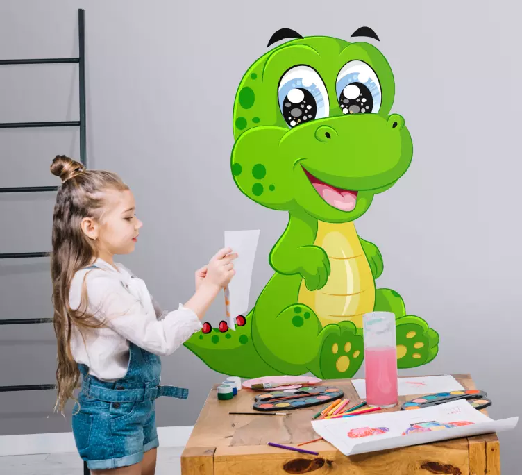 Dino muursticker schattige groene dinosaurus - TenStickers