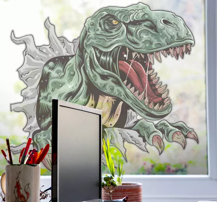 Dino muursticker veroorzakende dino aanval - TenStickers