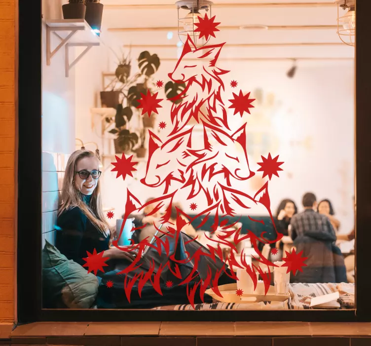 Dino muursticker vosjes kerst ontwerp - TenStickers