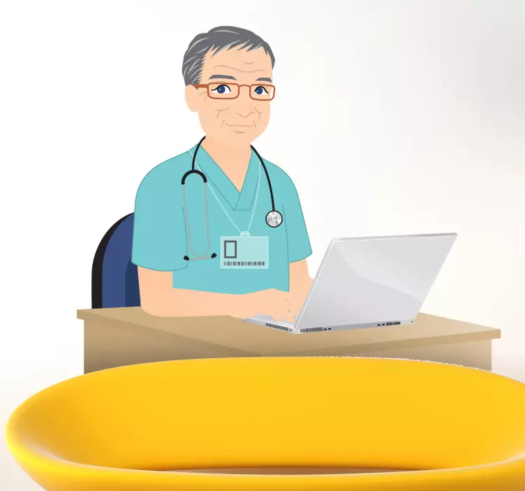 Dokter laptop muursticker - TenStickers
