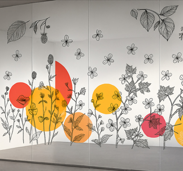 Doorschijnende kantoor abstracte bloemen raamstickers - TenStickers