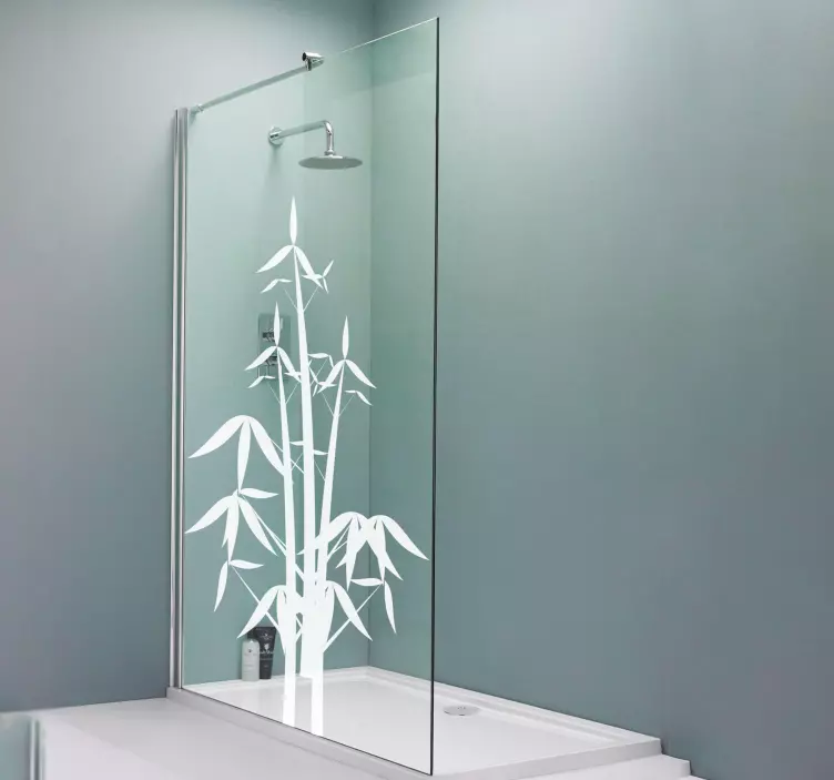 Douchecabine stickers Eenkleurige bamboe plant - TenStickers