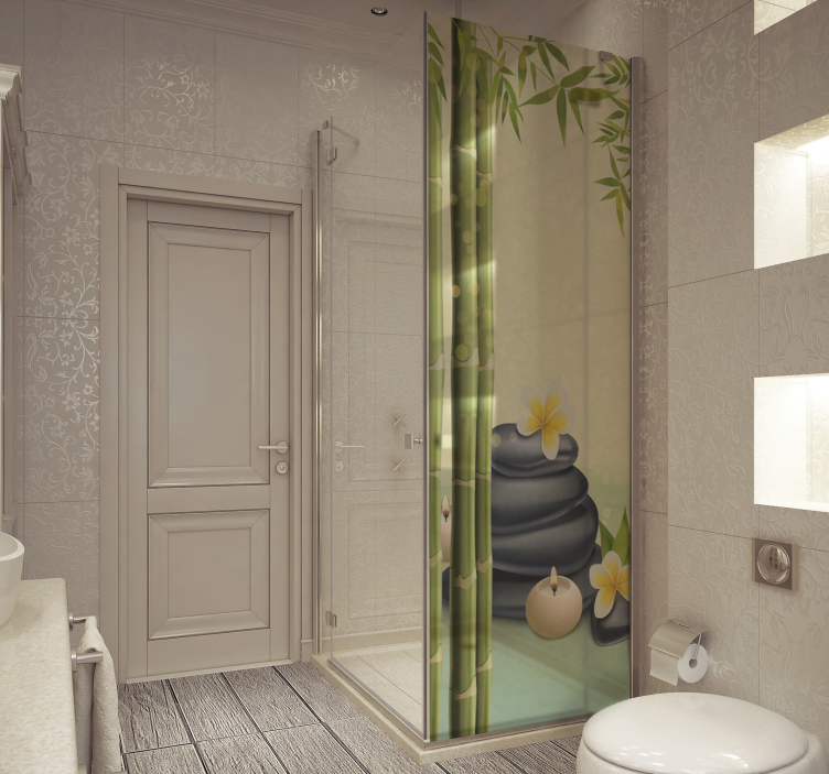 Douchecabine stickers Zen zwarte stenen - TenStickers