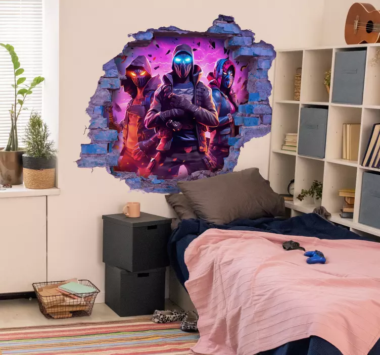 Drie gemaskerde krijgers 3d muursticker - TenStickers