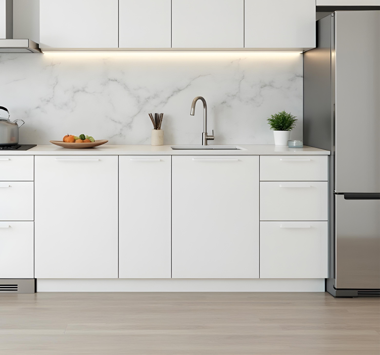 Eenvoudig wit ontwerp keuken muursticker - TenStickers