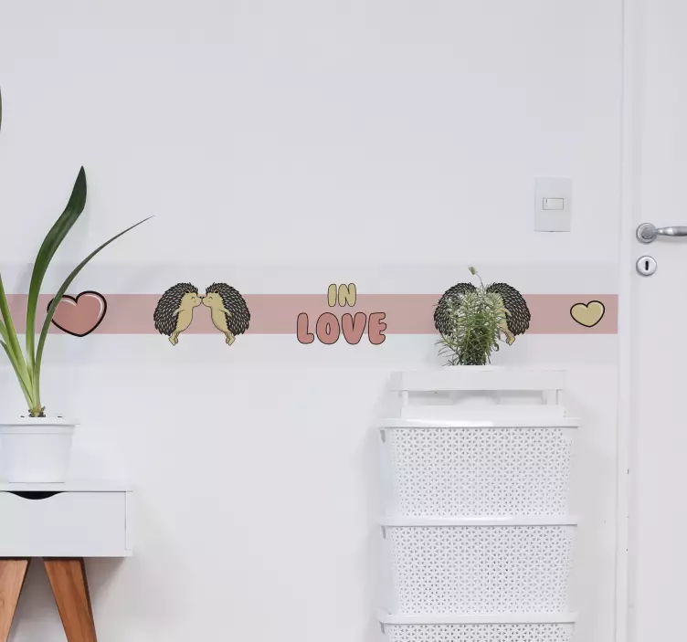 Egelpaar kussend stickerrand - TenStickers