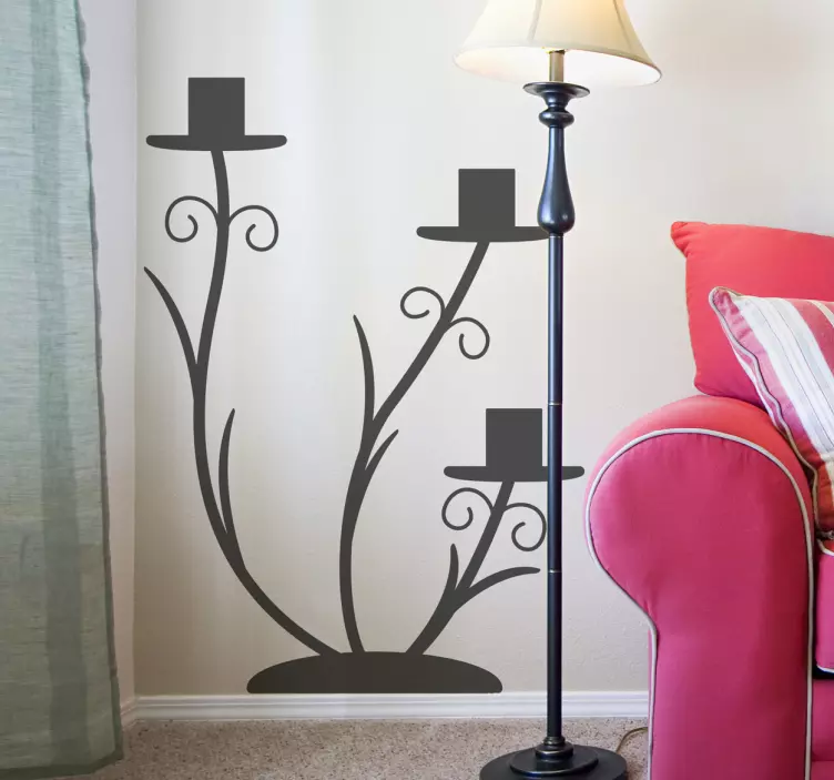 Elegant bloemensilhouet decoratie sticker - TenStickers