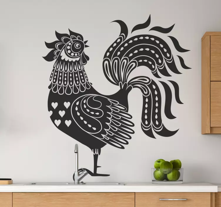 Elegant hanenontwerp muursticker boerderijdieren - TenStickers