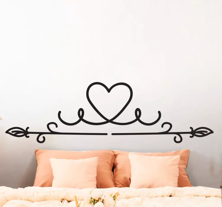 Elegant hartmotief sticker bed hoofdeinde - TenStickers