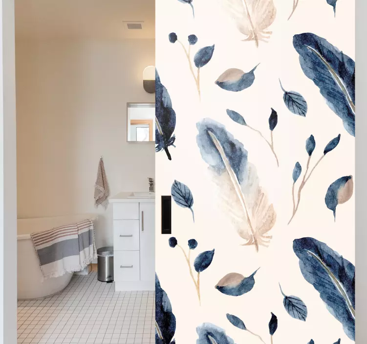 Elegante bladpatronen deursticker - TenStickers