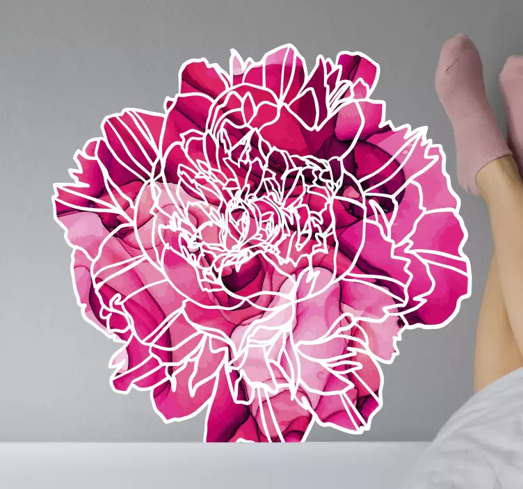 Elegante bloemencontour bloemen muursticker - TenStickers