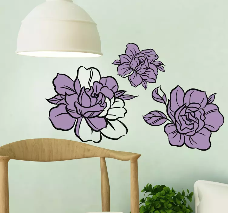 Elegante botanische opstelling bloemen muursticker - TenStickers