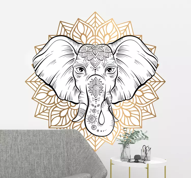 Elegante olifantenmandala decoratie sticker - TenStickers